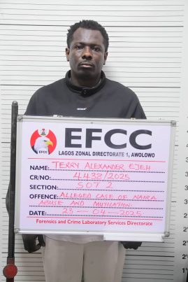 Justice Akintayo Aluko of the Federal High Court sitting in Ikoyi, Lagos, on Friday, April 25, 2025, remanded a musician, Terry Alexander Ejeh, otherwise known as Terry Apala, in