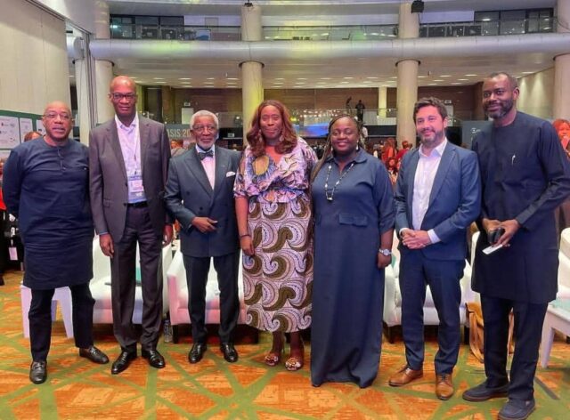L–R: Olatunji Mayaki, Chairman, Board of Directors, Sterling Bank; Kunle Elebute, Former Chairman, KPMG Africa & Senior Partner, KPMG Nigeria; Foluso Phillips, Chairman, Phillips Consulting; Folasade Bada Ambrose, Commissioner for Commerce, Cooperatives, Trade and Investment (CCT&I), Lagos State; Olapeju Ibekwe, CEO, Sterling One Foundation; Dr. Tobias Thiel, Director, GIZ African Union Portfolio; and Abubakar Suleiman, MD/CEO, Sterling Bank, at the recently held fourth edition of the Africa Social Impact Summit in Lagos, co-convened by Sterling One Foundation and United Nations Nigeria.