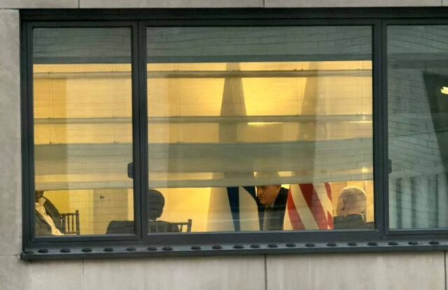 Netanyahu photographed through New York hotel window