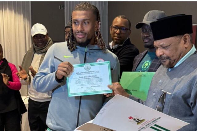 Super Eagles players received title documents to houses, lands and national honours certificates promised by President Tinubu